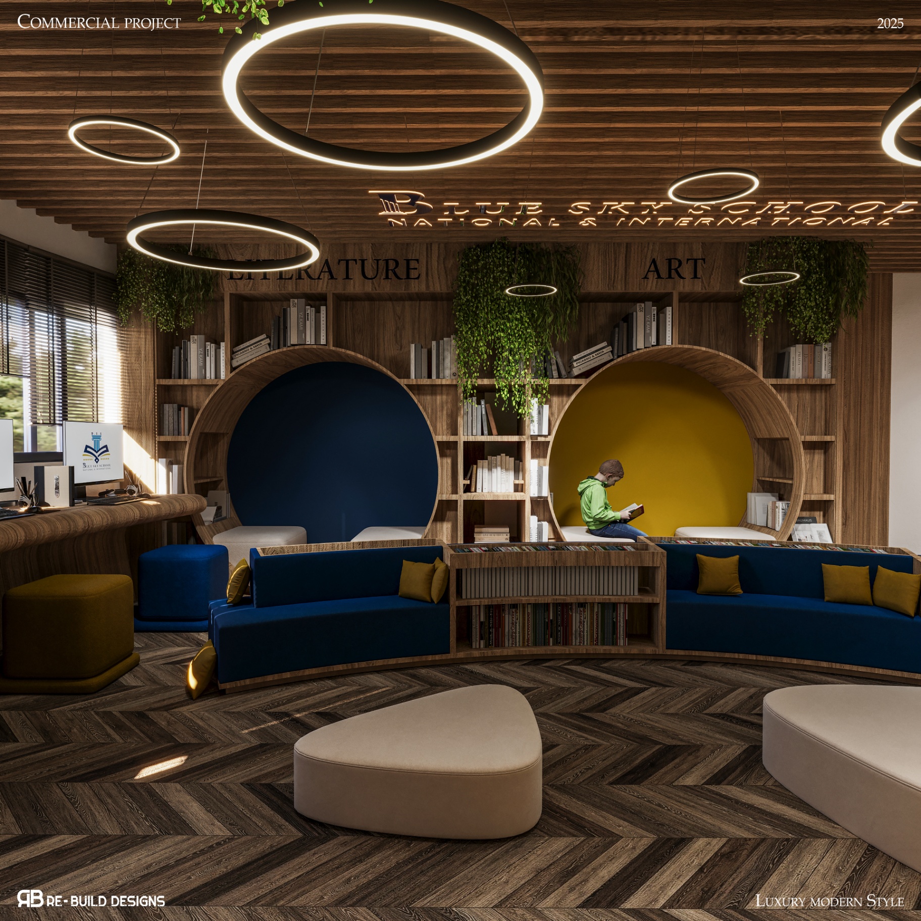 Blue Sky School — Interior Library 1