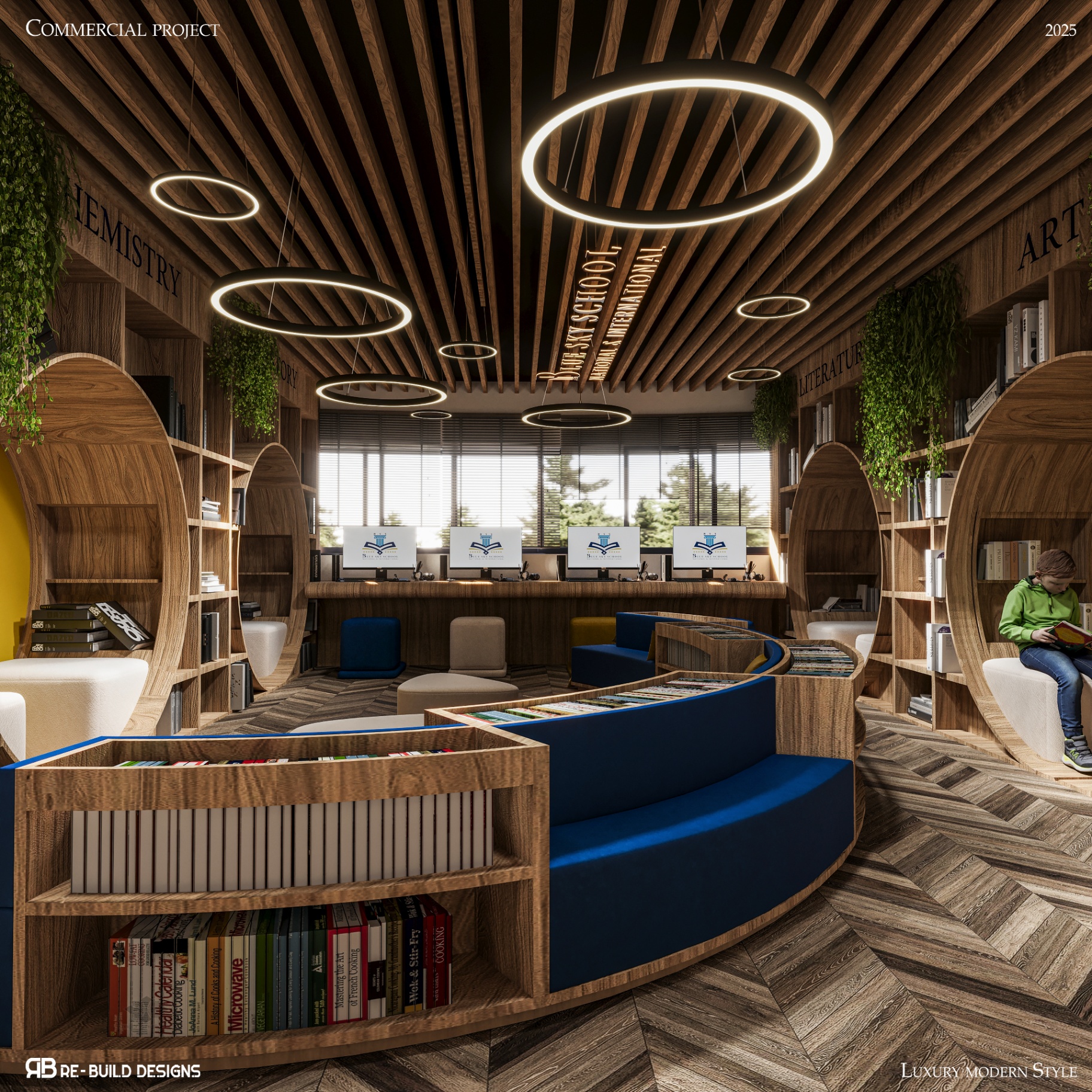 Blue Sky School — Interior Library 2